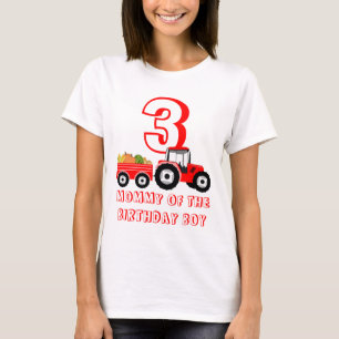 Camiseta Red Trator Truck Fazenda Produz Mamãe Birthday Bo