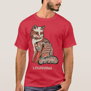 Camiseta Red Tribal Fo Louisiana Trabalho de arte Nativo Am