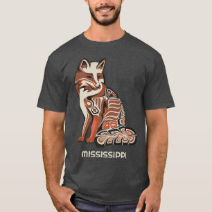Camiseta Red Tribal Fo Mississipi - Trabalho de arte Nativo