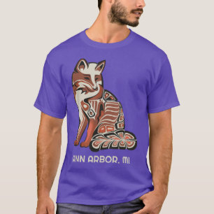 Camiseta Red Tribal Fox Ann Arbor Trabalho de arte Nativo A