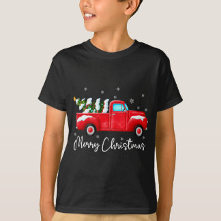 Camiseta Red Truck Christmas Lights Papais noeis Vintage Xm