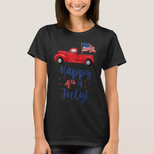 Camiseta Red Truck Com Bandeira Americana Feliz 4 De Julho
