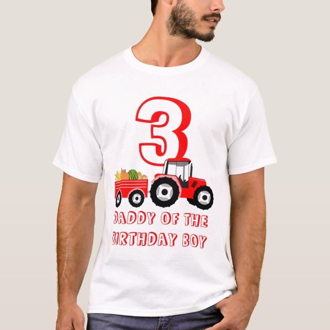 Camiseta Red Truck Fazenda Produz Pai Birthday Boy (Frente)