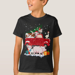 Camiseta Red Truck Feliz Animais de Natal Adora Farme de Fa