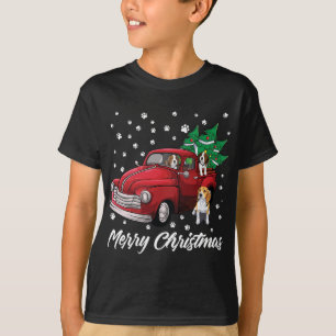 Camiseta Red Truck Feliz Árvore de Natal Beagle Dog Christm