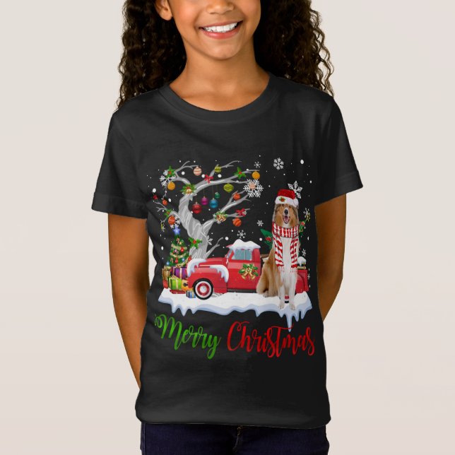 Camiseta Red Truck Feliz Árvore de Natal Collie Pajama (Frente)