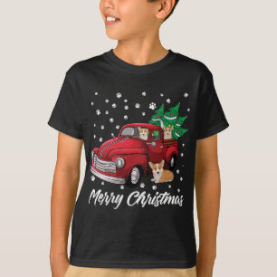Camiseta Red Truck Feliz Árvore de Natal Corgi Natal