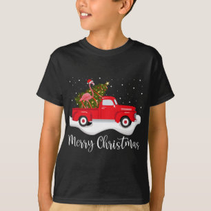 Camiseta Red Truck Feliz Árvore de Natal Flamingo Natal