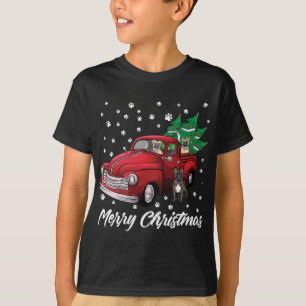 Camiseta Red Truck Feliz Árvore de Natal Francês Buldogue C
