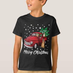 Camiseta Red Truck Feliz German shepherd de Árvore de Natal