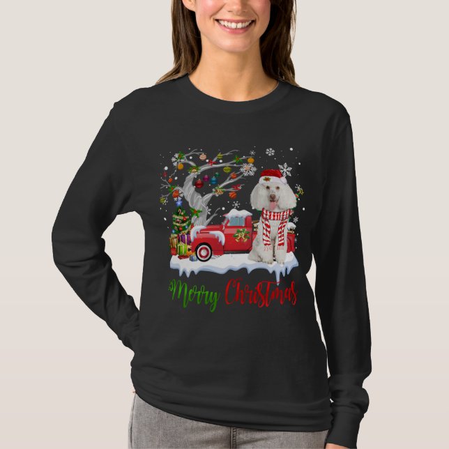 Camiseta Red Truck Felry Árvore de Natal Poodle Pajama (Frente)