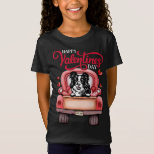 Camiseta Red Truck Happy Valentines Day Border Collie dog h