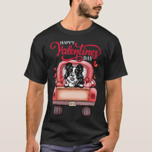 Camiseta Red Truck Happy Valentines Day Border Collie dog h