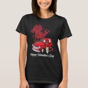 Camiseta Red Truck Happy Valentines Day Corgi Dog Hearts