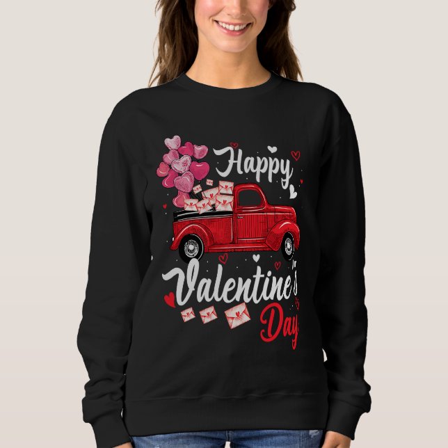 Camiseta Red Truck Happy Valentines Day  Couple Matching (Frente)