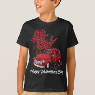 Camiseta Red Truck Happy Valentines Day Dobermann Coração