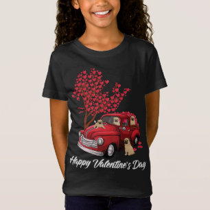 Camiseta Red Truck Happy Valentines Day Pug dog lover Heart