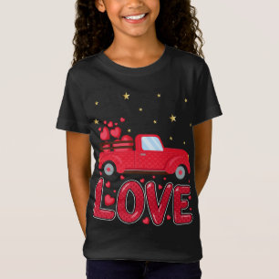 Camiseta Red Truck Hearts Love Dia de os namorados