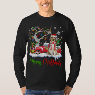 Camiseta Red Truck Merry Christmas Tree Shetland Sheepdog P