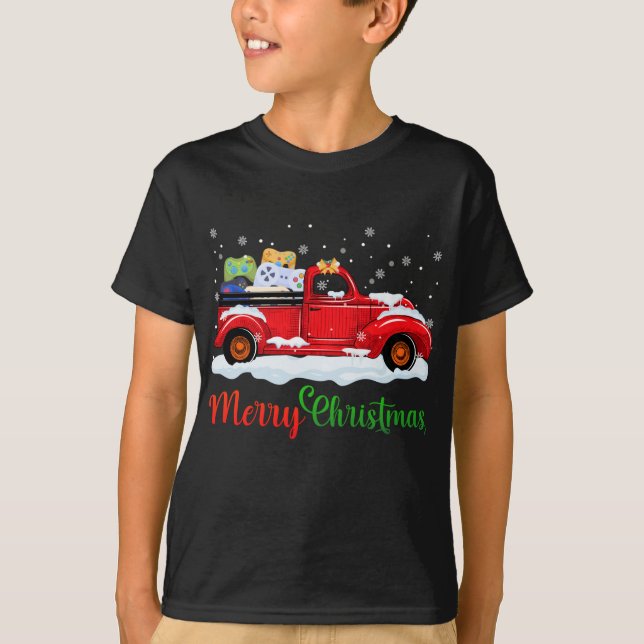 Camiseta Red Truck Video Game Controllers Feliz Natal M (Frente)