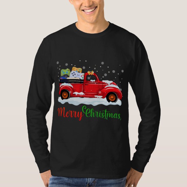 Camiseta Red Truck Video Game Controllers Feliz Natal M (Frente)