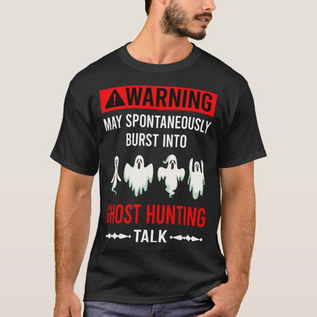 Camiseta Red Warning Ghost Hunting Paranormal (Frente)