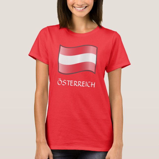 Camiseta RED Waving Austria Flag "Österreich" T Shirt (Frente)
