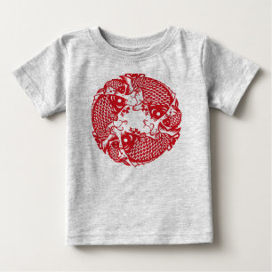 Camiseta Red Whirling Koi Carp Fish Group Baby Bodydress