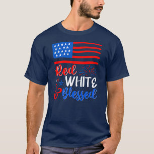 Camiseta Red White abençoado 4 de julho América Patriótica 