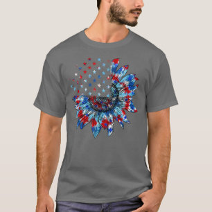 Camiseta Red White And Blue Tie Dye Sunflower 4th Of July T