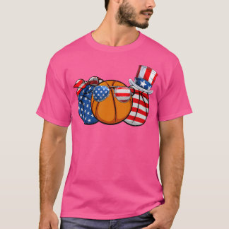 Camiseta Red White Blue Basball Lover Patriótico 4º De J