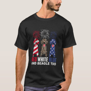 Camiseta Red White Blue & Beagle Demasiado Cão 4 de julho