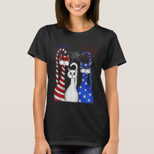 Camiseta Red White Blue Cats Usa Flag Firework 4 De Julho