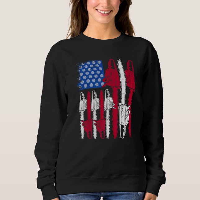 Camiseta Red White Blue Chainsaw American Arborist 4º De J (Frente)