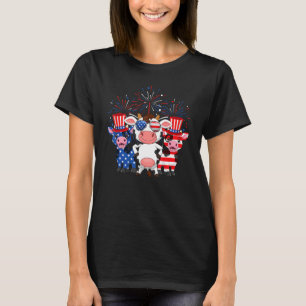 Camiseta Red White Blue Cow American Flag Farmer 4th Of Jul