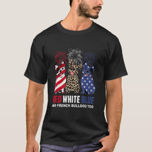 Camiseta Red White Blue e French Buldog Demasiado Cachorro 