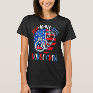 Camiseta Red White Blue Nurss Tripulação 4 de julho Nur Ame