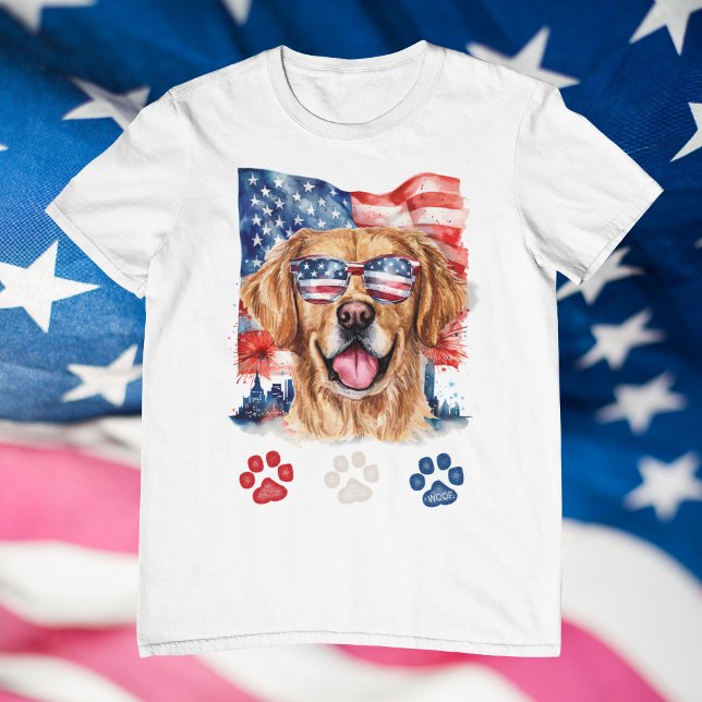 Camiseta Red White Blue Ouro Retriever Dog 4 de julho (Criador carregado)