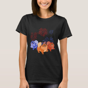Camiseta Red White Blue Pomeranian American Flag 4th Jul