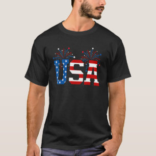 Camiseta Red White Blue Usa American Flag Firework 4th Of J