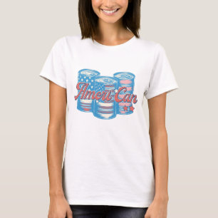 Camiseta Red White Blue USA Flag American Cans 4 de julho