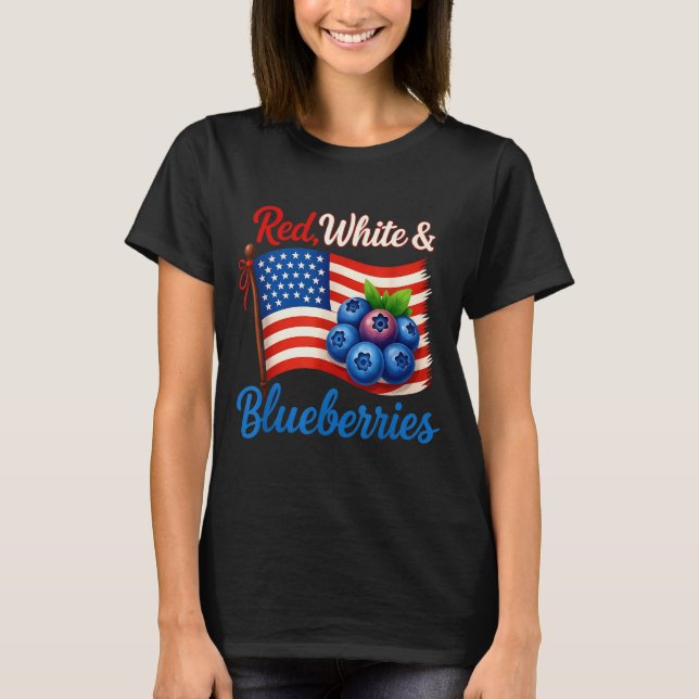 Camiseta Red White Blueberries Funny Patriotic Usa Flag Vin (Frente)