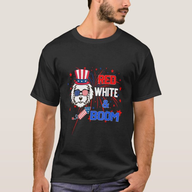 Camiseta Red White Boom Maltês 4 De Julho (Frente)