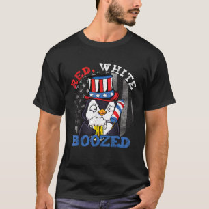 Camiseta Red White Boozijou Penguin Engraçado Booze EUA 4 d