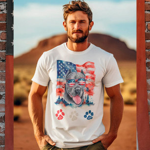 Camiseta Red White Cane Corso Cão Engraçado 4 de julho