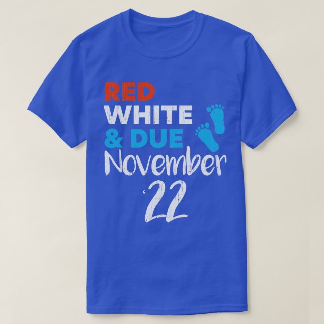Camiseta Red White e Aviso de Gravidez de novembro de 2022 (Frente do Design)