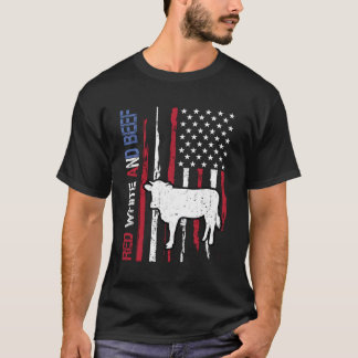 Camiseta Red White E Beef Bandeira Usa 4 De Julho Vaca