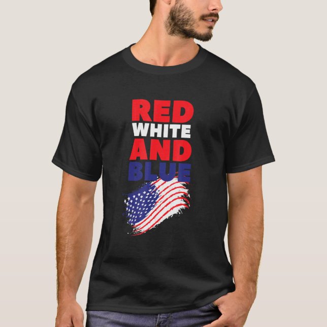 Camiseta Red White e Blue American Flag EUA (Frente)