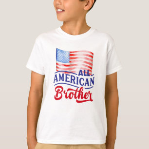 Camiseta Red White e Blue Flag All American Brother