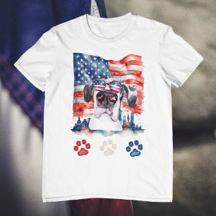Camiseta Red White e Blue Great Dane Dog Pet 4 de julho